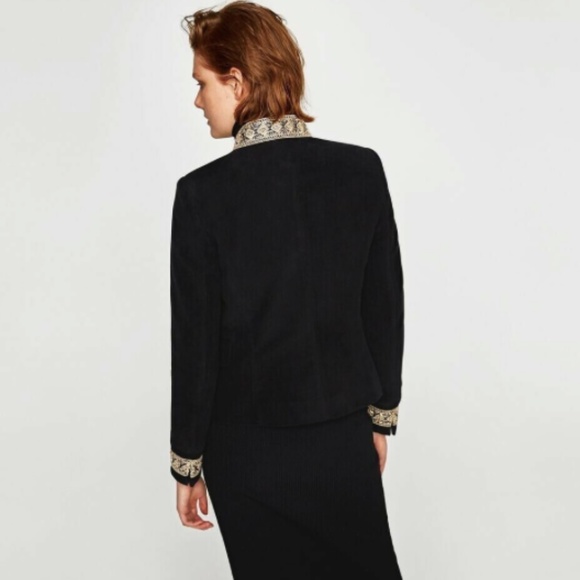 Zara Black Velvet Blazer / Jacket - Picture 2 of 7